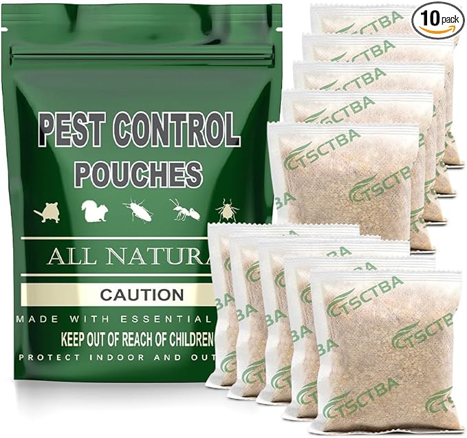 Pest Control Pouches, Mice Repellent Indoor, Rodent Repellent, Mouse Repellent, Mouse Deterrents, Rat Repellent for House,Roach,Spider,Roach,Ant,Mosquito,Silverfish and Lizard Repellent- 10P