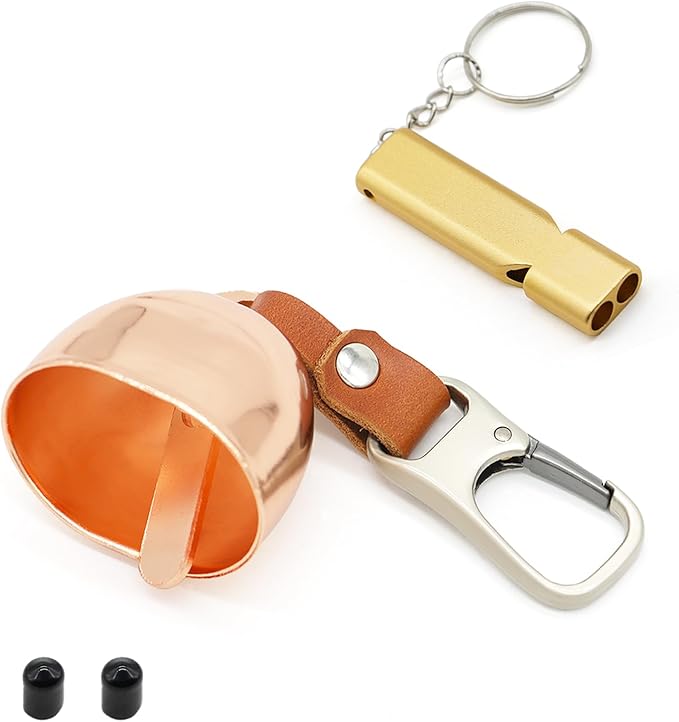 Loud Bear Bell with Silencer | Hiking Accessories | Emergency Whistle & Copper Bell for Hiking, Backpacking, Survival, Biking, Fishing, Climbing, Camping