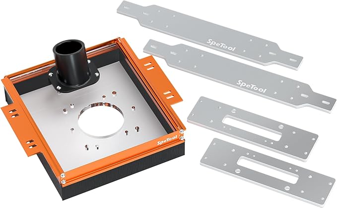 SpeTool Linear Rail Router Sled Slide Connector with Dust Collection, Fit for SBR20UU and SCS20UU Linear Rails, with Acrylic Router Plate Compatitable with Multiple Routers