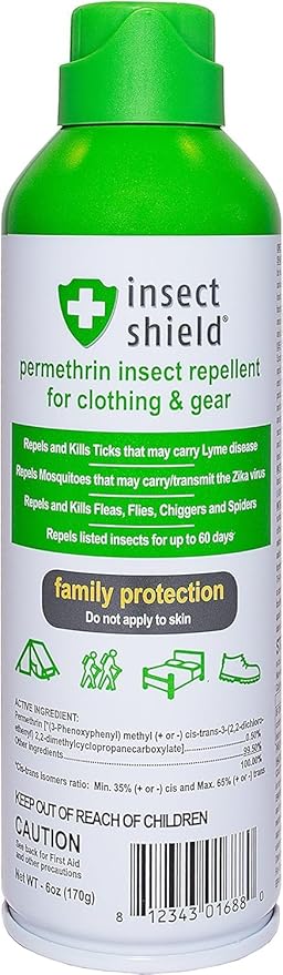 Premium Permethrin Spray - Tick, Flea, Fly, Mosquito, Chigger, Spider & Bed Bug Repellent for Clothing, Gear, Furniture, & Tents, Last up to 60 Days, Clear, 6 Oz Aerosol