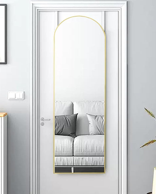 Door-Arch Mirror Full Length, 48"x14" Over The Door Hanging Mirror for Bedroom, Living Room, Closet - Gold