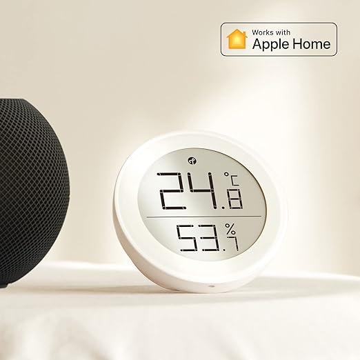 Qingping Thermometer Hygrometer Sensor Works with HomeKit (Only Works with iOS), Wireless Indoor Temperature and Humidity Monitor with E Ink Display for Home, via Thread or Bluetooth