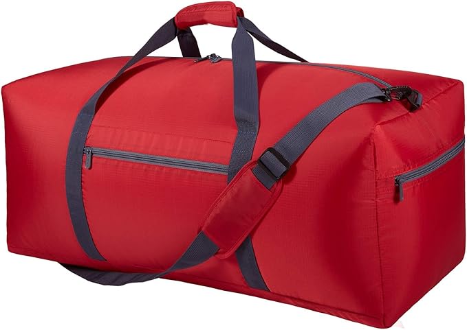 Foldable Duffle Bag 30 inch 75L Large Lightweight Luggage Bag for Travel Camping Storage-Red