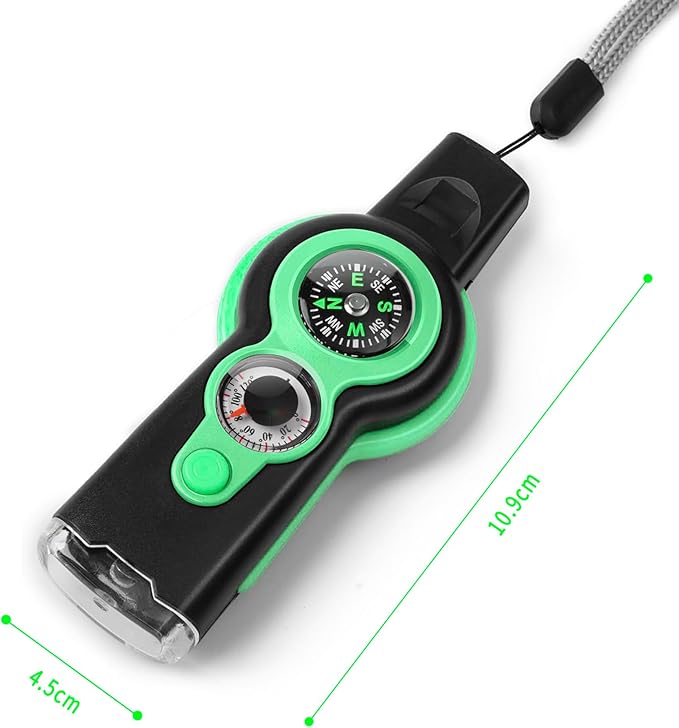 Emergency Survival Function Whistle, Outdoor Multifunctional Tool Safety Whistle with Lanyard, Ideal for Kayaking, Boating, Hiking, Camping, Climbing, Hunting, Fishing, Rescue Signaling