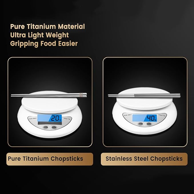 Pure Titanium Chopsticks 1 Pair with Carry Case, 9' Lightweight Reusable Travel Utensils, Non-Slip, Dishwasher Safe, Eco-Friendly, Portable, Grey, 2023 Gift
