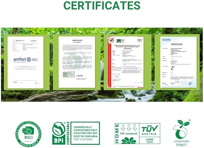 100% Certified Home Compostable Produce Bags, 1000 Count, 14 x 18 Inches, Hold Up to 14 Lbs, ASTM D6400, EN 13432, US BPI & Europe OK Compost Home Certified