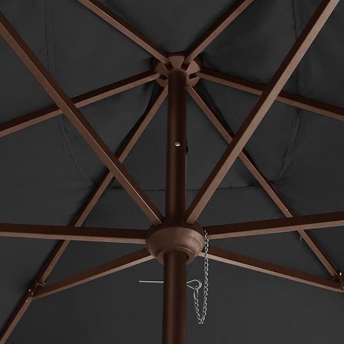 EliteShade USA 10-Year-Non-Fading 6.5x10FT Rectangular Market Umbrella Patio Umbrella Outdoor Table Umbrella with Ventilation, Black