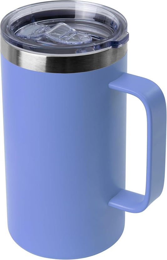 DOMICARE 24oz Mug with Handle and Lid, Stainless Steel Coffee Mug, Reusable Insulated Cup, Travel Mug with Handle, Double Wall Vacuum Coffee Tumbler for Men and Women, Blue, Pack 1