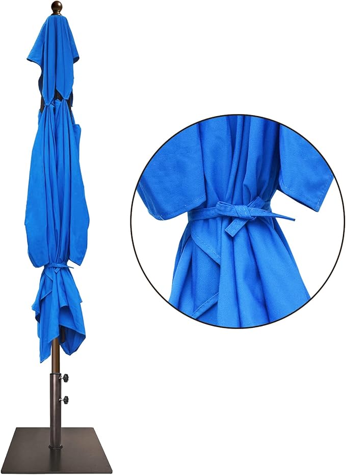 EliteShade USA 10-Year-Non-Fading 6.5x10Ft Rectangular Market Umbrella Patio Umbrella Outdoor Table Umbrella with Ventilation（Royal Blue）