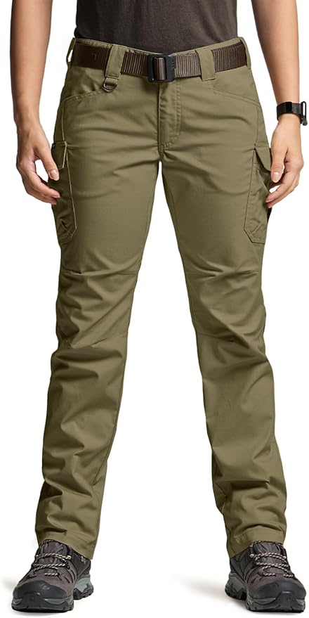 CQR Women's Flex Stretch Tactical Pants, Water Resistant Ripstop Cargo Work Pants with Pockets for Outdoor & Hiking