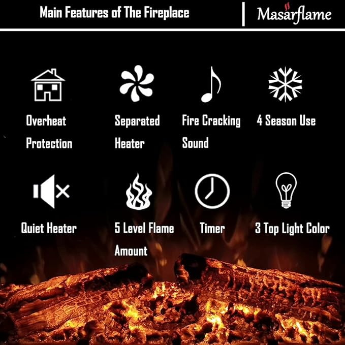 28'' Electric Fireplace Insert, Retro Recessed Fireplace Heater with Fire Cracking Sound, Remote Control & Timer, 750/1500W, Black