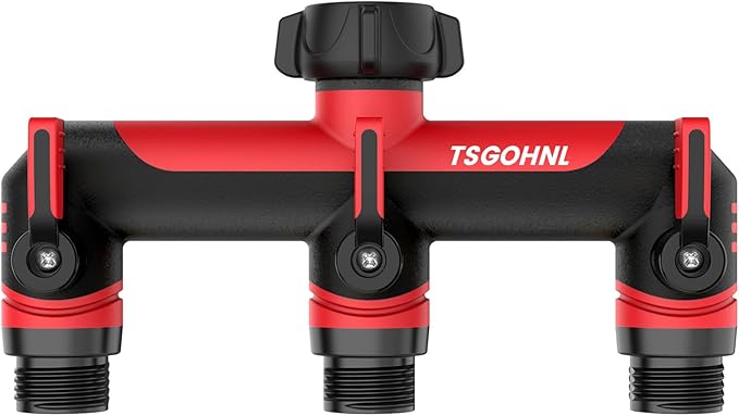 Garden Hose Splitter, 3/4-Inch Hose Manifold, Outdoor Faucet Adapter - Soft TPR Covering - Lightweight Non-Slip Sun-Resistant 3-Way Valve