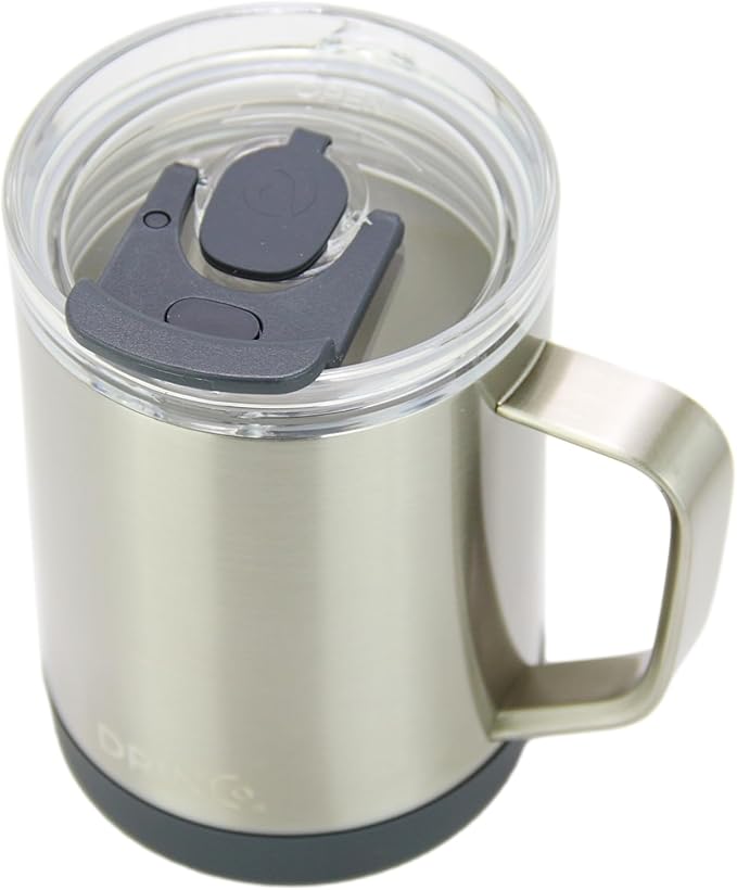 Drinco 16 oz Coffee Mug, Vacuum Insulated Camping Mug with Lid, Double Wall Stainless Steel Travel Mug Insulated Tumblers Coffee Mugs Coffee Cups Tea Cup (16oz Brushed)
