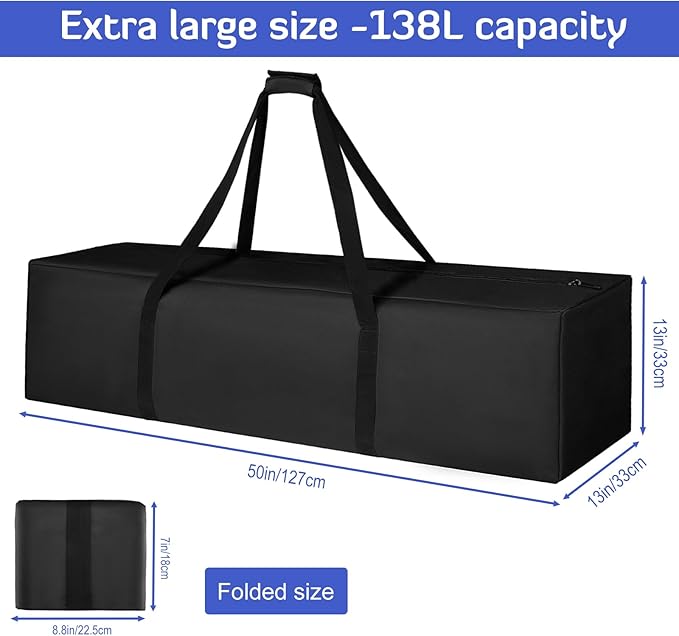 INFANZIA 50x13x13 inch Duffel Travel Sports Equipment Bag, 2PCS Long Luggage Bag with Upgrade Zipper Water Resistant, Extra Large Foldable Storage Bag for Camping, Tent, Tripod, Fishing