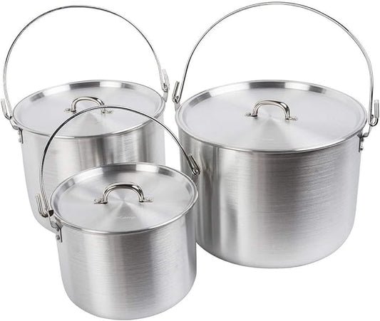 AceCamp Nested Pot Aluminum Lightweight Cooking Pot Set Outdoor Large Stock with lid and folding handle - 4L,8L,12L