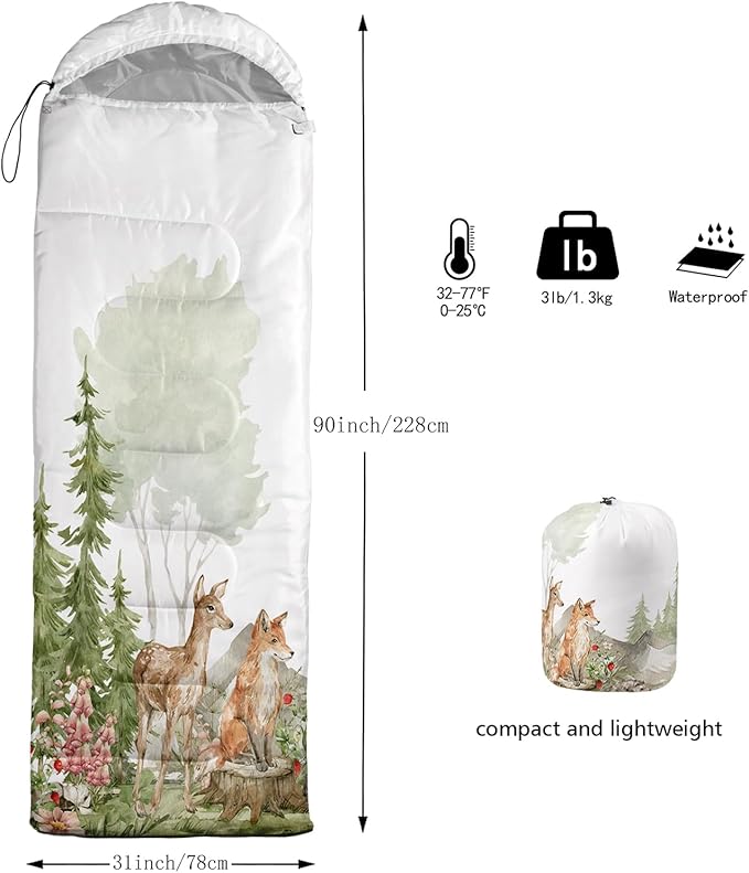 QOOMO Camping Sleeping Bags,3 Season Warm & Cool Weather,Lightweight,Waterproof Sleeping Bags for Adults & Kids,Traveling,and Outdoors,Camping Gear Equipment