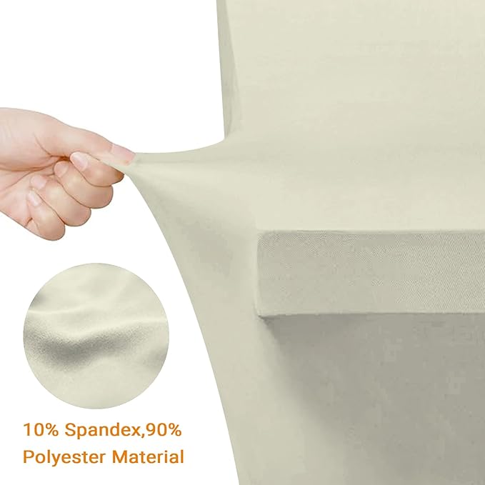 Eurmax USA Rectangular Fitted Spandex Table Covers 4ft Tablecloth Wedding Event Patio Table Decorations Stretch Table Cover for 4ft Folding Table (Ivory,2 Pack)