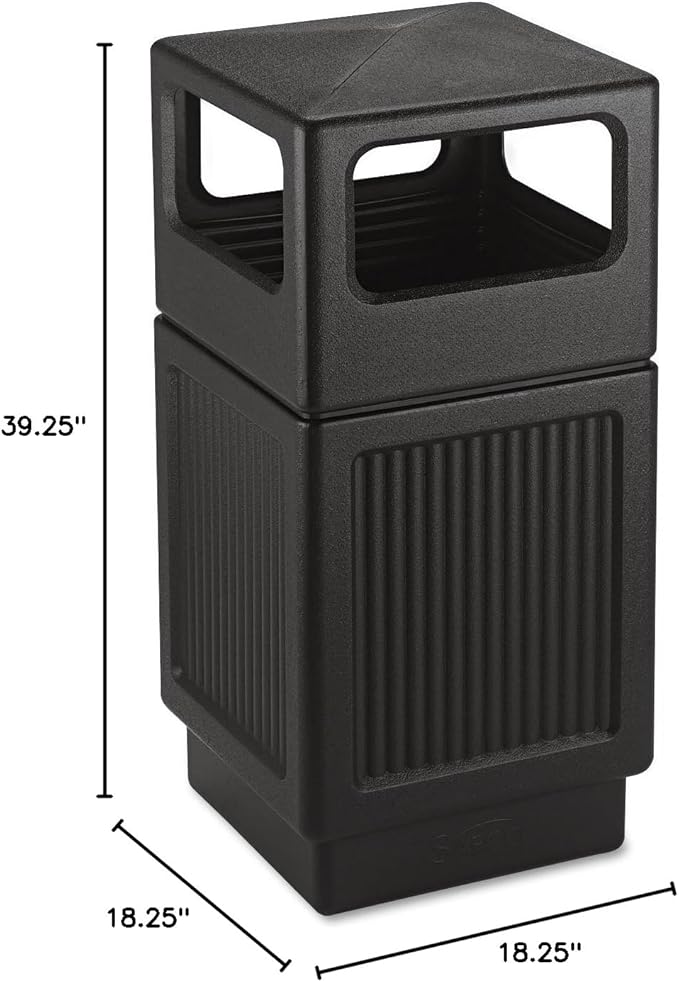 Safco Canmeleon Trash Can, 38 Gallons, Indoor and Outdoor Use, Durable & Weather-Resistant Commercial Garbage Can, Black