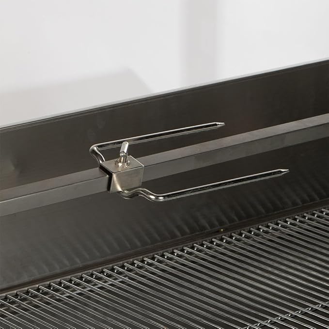 Ash & Ember 13W Stainless Steel BBQ Rotisserie Grill with Windscreen, 4 RPM Rotation Speed, Rated 85 LB for Medium Game, Portable Electric Outdoor Roaster