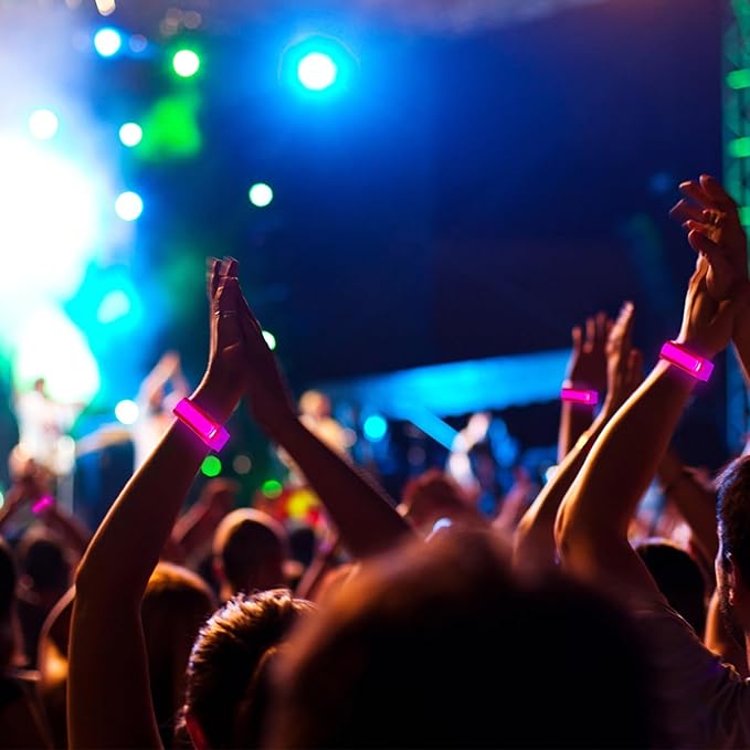 8 Pack LED Bracelets Light Up Wristbands,Glow Flashing Wristbands Glow in The Dark Party Supplies for Party, Festivals, Sports, Camping,Night Events (Pink)