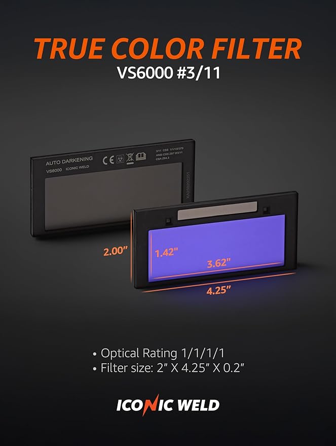 Auto Darkening Welding Helmet - Lightweight, Shade #3/11, with Bag (Black)