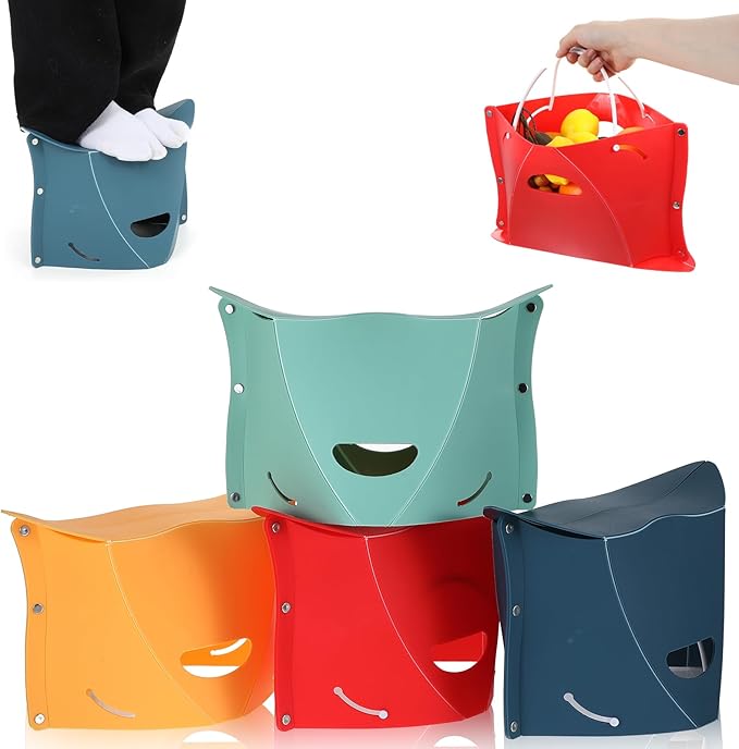 4Pcs Airplane Foot Rest for Long Flight, Lightweight RV Collapsible Stool for Camping, Multifunction Step Stool with Handbag Function for Outdoor Camping & Home & Office(Multicolor)