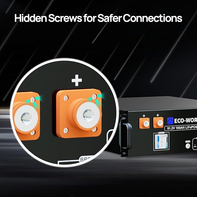 ECO-WORTHY 48V 100Ah LiFePO4 Lithium Battery Version 3, 5.12kWh Capacity, Server Rack Battery with Bluetooth, 6000 Cycles, Perfect for Off-Grid, Solar, Backup Power