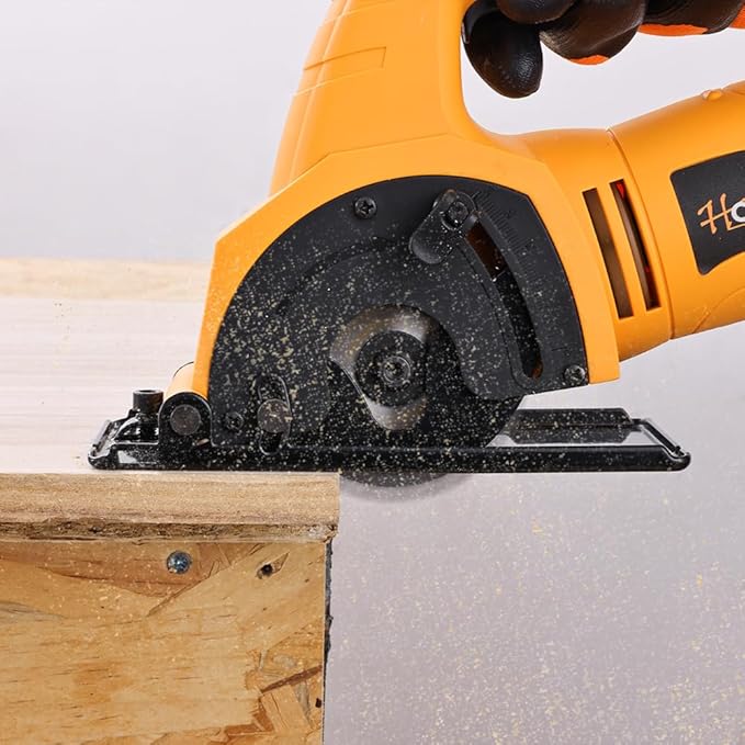 Hoteche 3-3/8-Inch Mini Circular Saw 5A Multifunctional Portable Saw with 3pcs Blades for Metal, Wood and Tile Cutting