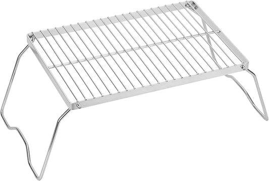 ZORMY 13" Small Folding Campfire Grill, 304 Stainless Steel Firepit Grill Grate, Heavy Duty Portable Camping Grill with Carrying Bag, Gas BBQ Grill Grate for Backpacking, Hiking, Picnics (Medium)