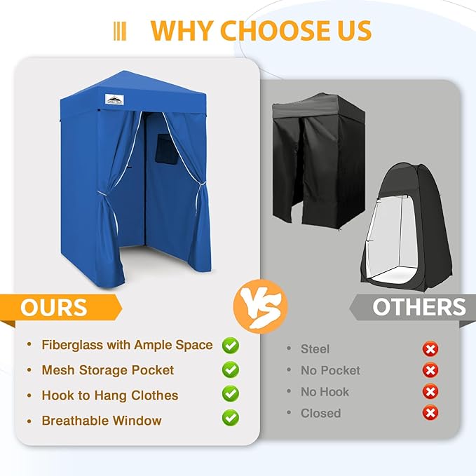 EAGLE PEAK Flex Ultra Compact 4x4 Pop-up Canopy, Sun Shelter, Changing Room, Portable Privacy Canopy Cabana for Pool, Fashion Photoshoots, or Camping, Blue