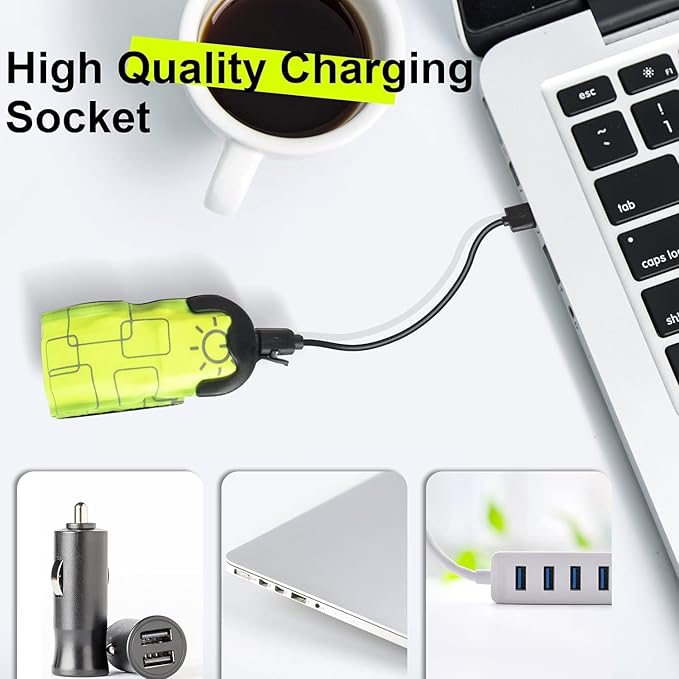 LED Safety Wristband Lights - Rechargeable Light Up Arm Ankle Band Kids Magic Slap Glow Bracelets Reflective Belt High Visibility for Night Cycling Walking Joggers Running Gear