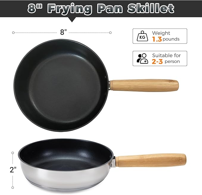 KingCamp Camping Cookware Set 304 Stainless Steel Campfire Cooking Pots Pan and Kettle with Travel Tote Bag for Camping Outdoor Kitchen Cooking Picnic for 4-6