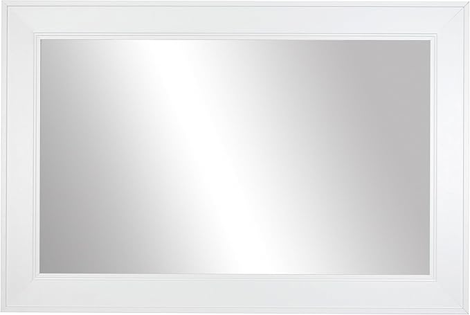 Frame My Mirror White Framed Mirror, 26" x 38" Mirror for Bathroom, Wood Frame, True Reflections Glass, White Finish, Porter Design, Hangs Horizontally or Vertically, Made in USA