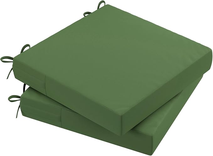 AAAAAcessories Outdoor Seat Cushions for Chairs, Waterproof, Fade-Resistant Patio Furniture Replacement Cushions, 20" x 20" x 3", Set of 2, Dark Moss Green