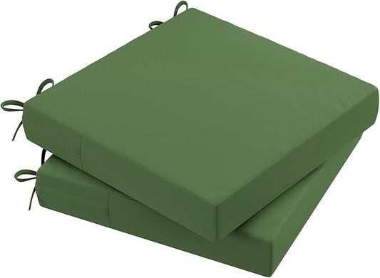 AAAAAcessories Outdoor Seat Cushions for Chairs, Waterproof, Fade-Resistant Patio Furniture Replacement Cushions, 20" x 20" x 3", Set of 2, Dark Moss Green