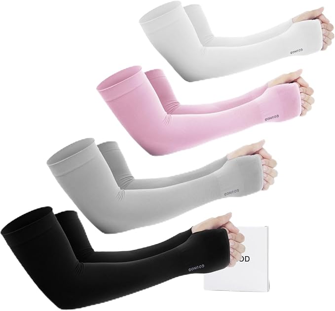 GOUNOD Sun Protection Cooling Arm Sleeves with Thumb Holes - Gardening Outdoors Sports Workouts Sunscreen Arm Sleeves