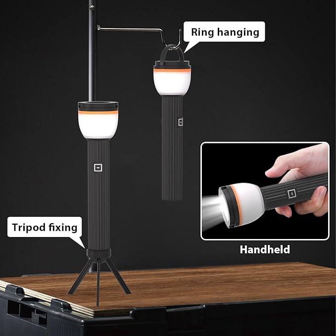 Sunzone Rechargeable Flashlight and Camping Lantern 2 Pack, Hign Lumens 4 Lighting Modes Portable Flash Light Floodlight for Outdoor Camping, Inspection Work Light,Emergency