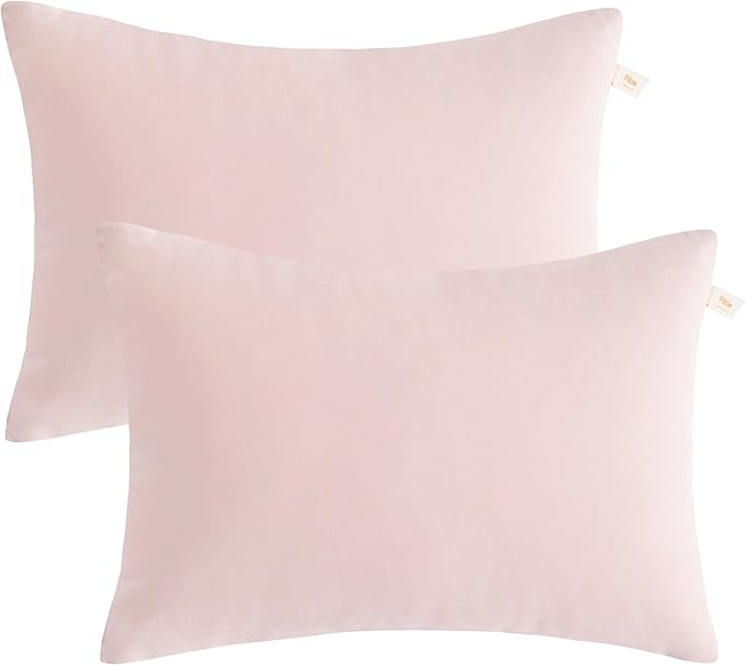 BEDSUM 2 Pack Microfiber Pillows, 13"x18", Soft and Machine Washable for Travel, Pets, Neck, Wrist, Knee Comfort, Pink