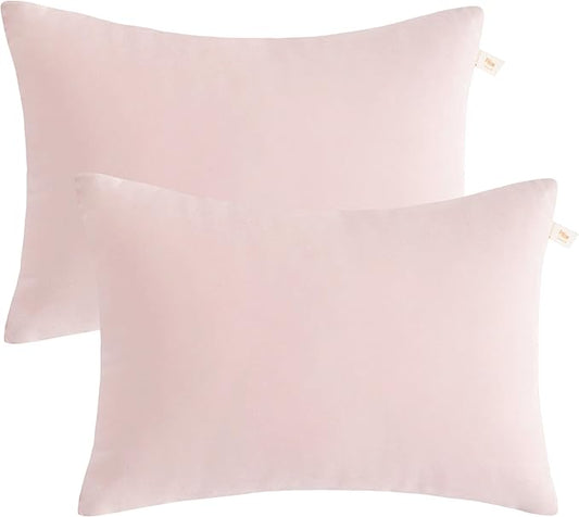 BEDSUM 2 Pack Microfiber Pillows, 13"x18", Soft and Machine Washable for Travel, Pets, Neck, Wrist, Knee Comfort, Pink