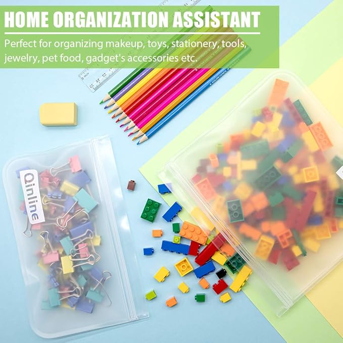 Reusable Food Storage Bags - 10 Pack Freezer Bags, Reusable Bags Silicone, Extra Thick Leakproof Reusable Lunch Bag for Salad Fruit Snack Travel - 2 Gallon 4 Sandwich 4 Snack Bags