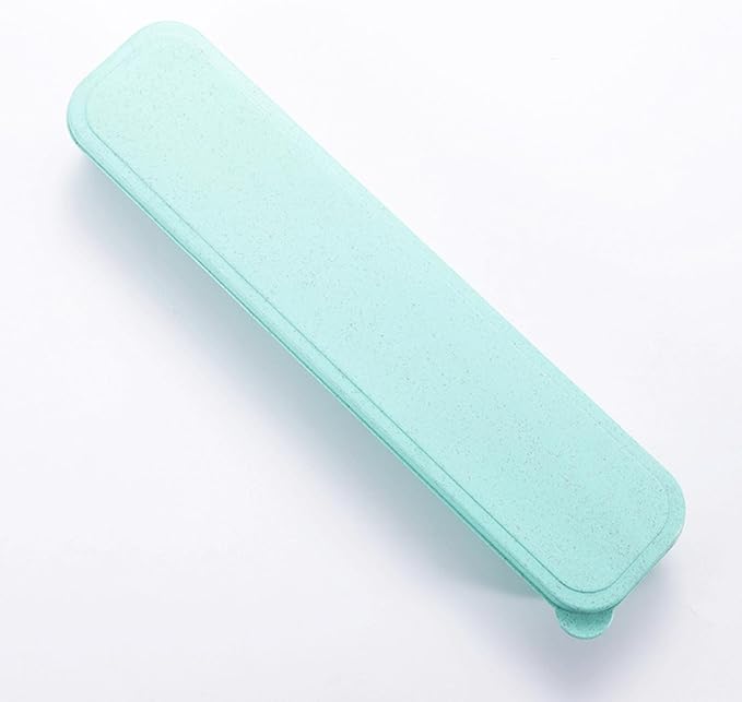1Pcs Simple Utensil Holder with Lid, Reusable Utensils Wheat Straw Travel Cutlery Box，Portable Flatware Box Travel Tableware Storage Case, Simple Tableware Storage Box Case for Cutlery Kit (Green)