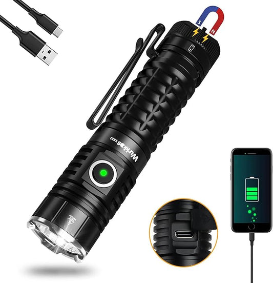 Wurkkos TS22 Mini EDC Flashlight Rechargeable - LED Flashlight Super Bright 4500 High Lumens with Magnetic Tailcap IP68 Waterproof Light Regulated Output for Camping Walking Emergency