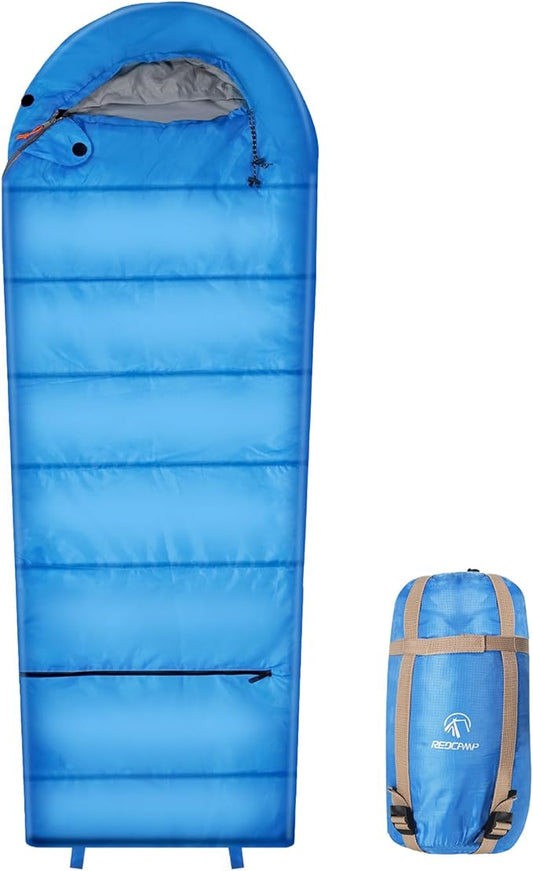 REDCAMP Kids Mummy Ultra Lightweight Sleeping Bag for Backpacking, Comfort for Warm Weather, with Compression Sack