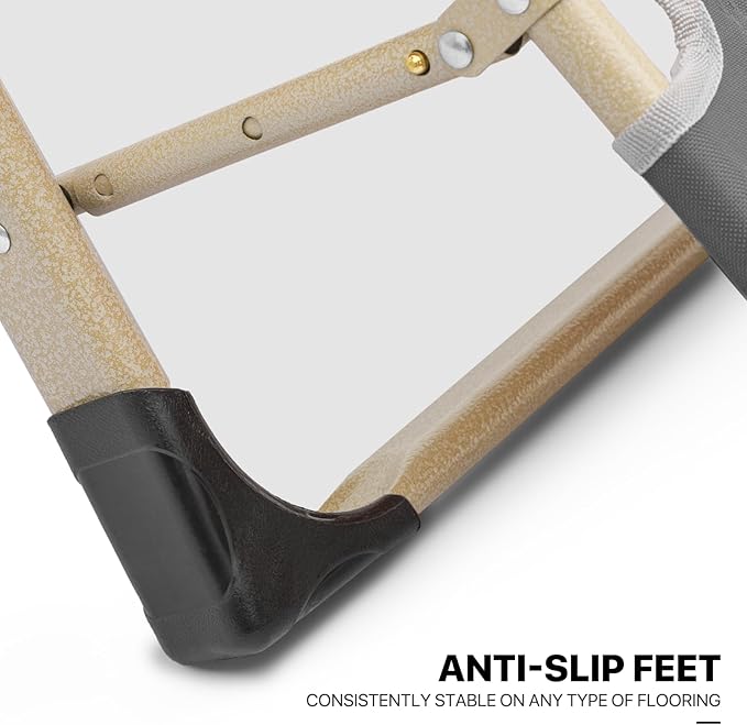 MoNiBloom Patio Lounge Chair Set of 2 Folding Lawn Lounger Outdoor Camp Reclining Chair with Adjustable Headrest for Garden Yard Pool Side, 330lbs Capacity