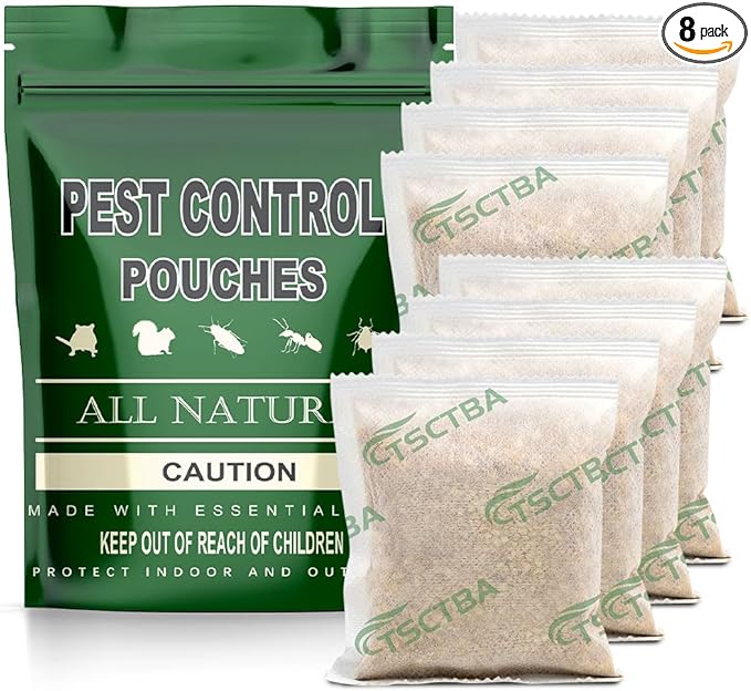 Pest Control Pouches, Mice Repellent Indoor, Rodent Repellent, Mouse Repellent, Mouse Deterrents, Rat Repellent for House,Roach,Spider,Roach,Ant,Mosquito,Silverfish and Lizard Repellent- 8P