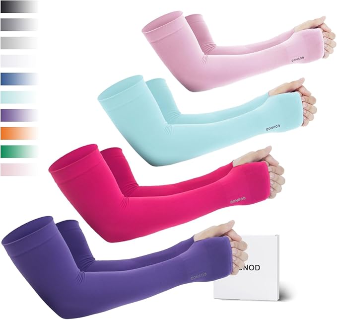 GOUNOD Sun Protection Cooling Arm Sleeves with Thumb Holes - Gardening Outdoors Sports Workouts Sunscreen Arm Sleeves