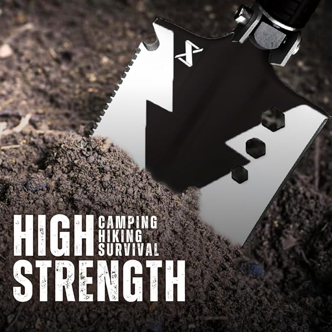 Folding Camping Shovel - Portable Survival Military Tool with Multi-Function Gear for Emergency & Adventure - Collapsible Shovel for Outdoor Camping & Hiking