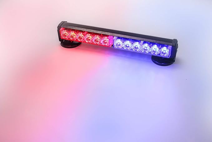 LE-JX Blue/Red Wireless Traffic Advisor Emergency Lights Bar Beacon Led Strobe Warning Light Mini Roof Top Plow Hazard Flash 12 Volt with Magnetic Base Mount and Rechargeable Plug (Blue/Red, 12 LEDs)