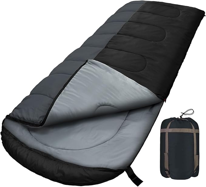 XL 10 Degree Sleeping Bags Waterproof for Adults 350GSM Machine Washable with Compression Sack for 3-4 Season Camping Outdoor
