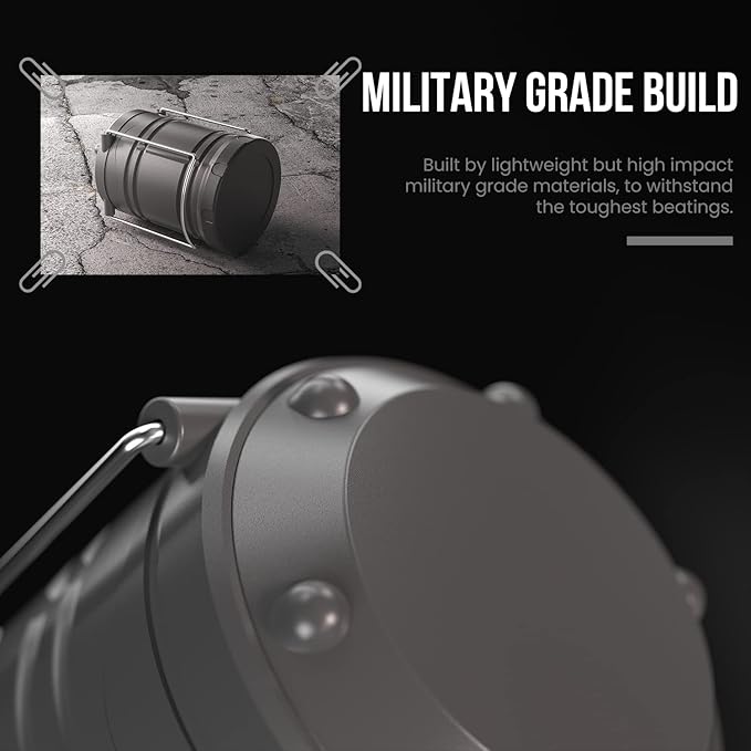 Lichamp LED Camping Lantern, 4 Pack Battery Powered Flashlight for Power Outages, Portable Collapsible Hanging Light Essential for Home, Outdoor, Emergency Lamp Survival Kit Gear for Hurricane, Gray